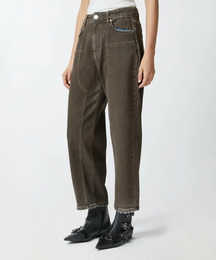 Women Jeans Pinko Wideleg Denim Jeans With Brown Spray Brownblack Women Jeans Pinko Wideleg Denim Jeans With Brown Spray Brownblack