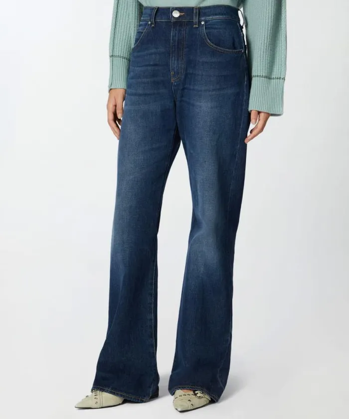 Women Jeans Pinko Wideleg Vintage Blue Denim Jeans Vintage Wash Women Jeans Pinko Wideleg Vintage Blue Denim Jeans Vintage Wash