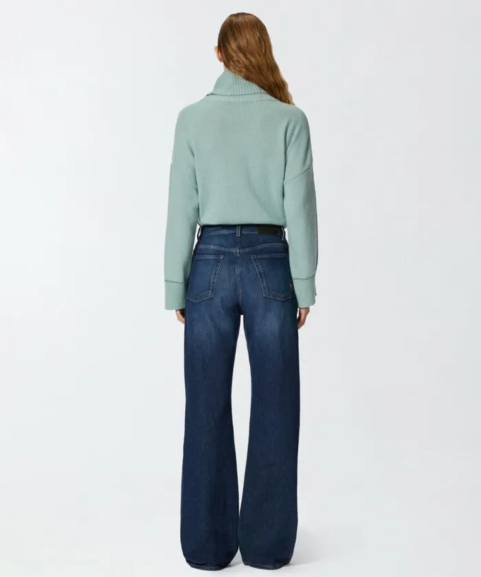 Women Jeans Pinko Wideleg Vintage Blue Denim Jeans Vintage Wash Women Jeans Pinko Wideleg Vintage Blue Denim Jeans Vintage Wash