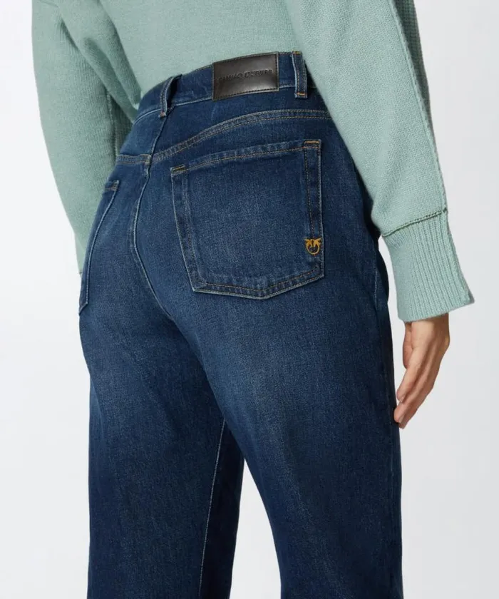 Women Jeans Pinko Wideleg Vintage Blue Denim Jeans Vintage Wash Women Jeans Pinko Wideleg Vintage Blue Denim Jeans Vintage Wash