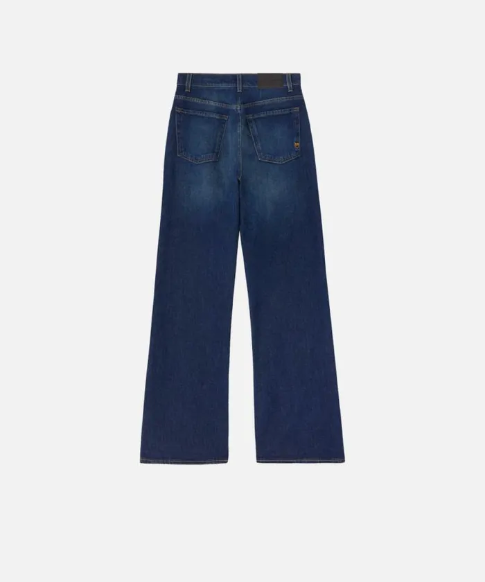 Women Jeans Pinko Wideleg Vintage Blue Denim Jeans Vintage Wash Women Jeans Pinko Wideleg Vintage Blue Denim Jeans Vintage Wash