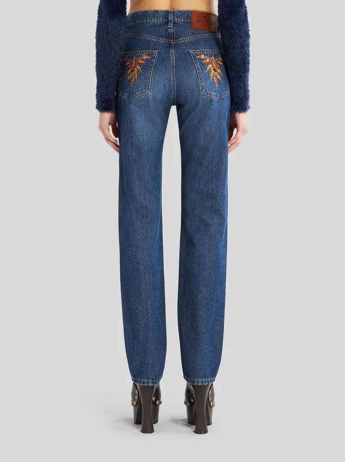 Women Jeans With Embroidered Pockets Etro Trousers