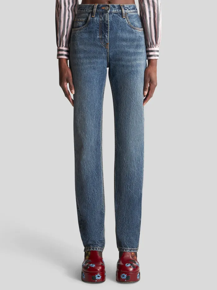Women Jeans With Placed Embroidery Etro Trousers