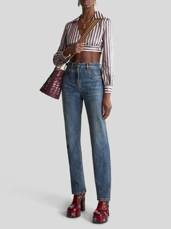 Women Jeans With Placed Embroidery Etro Trousers