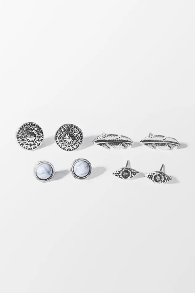 Women Jewellery Cupshe Katerina Geometric Print Silver Earring Multicolor