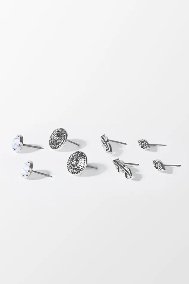 Women Jewellery Cupshe Katerina Geometric Print Silver Earring Multicolor