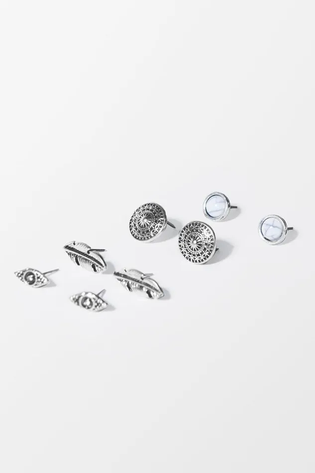Women Jewellery Cupshe Katerina Geometric Print Silver Earring Multicolor