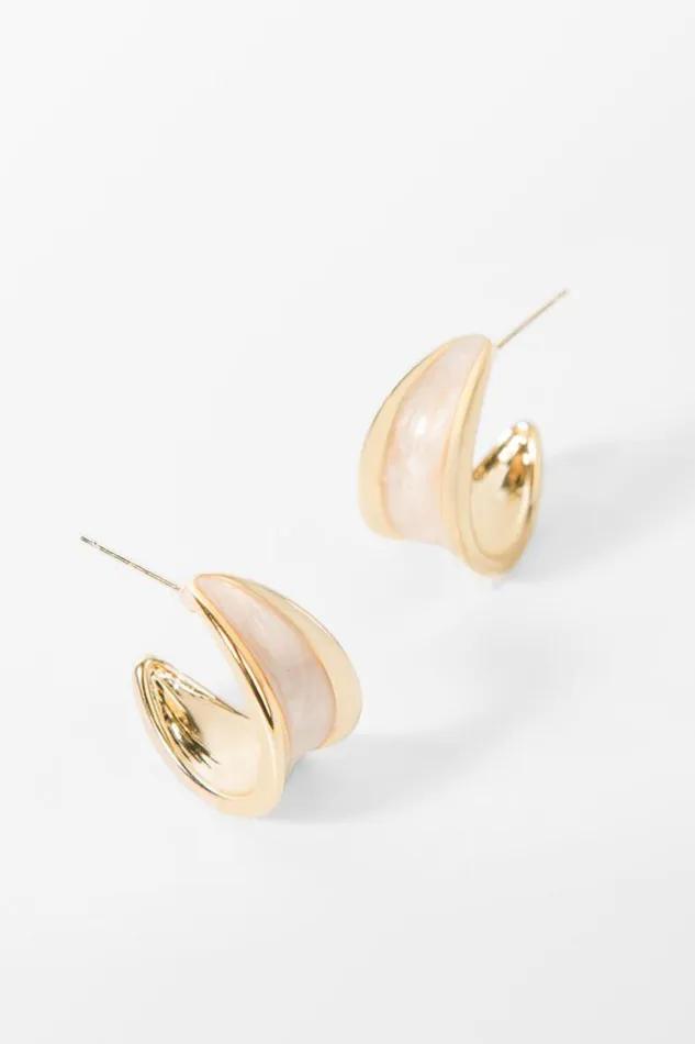 Women Jewellery Cupshe Poolside MInimalism Geometric White Earrings Golden