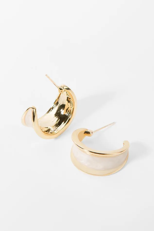 Women Jewellery Cupshe Poolside MInimalism Geometric White Earrings Golden