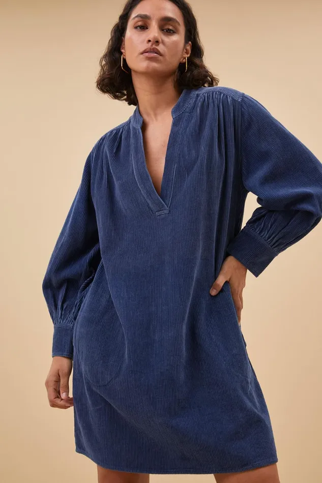 Women Jina Cord Dress College Navy Bybar Dresses