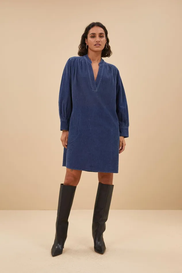 Women Jina Cord Dress College Navy Bybar Dresses