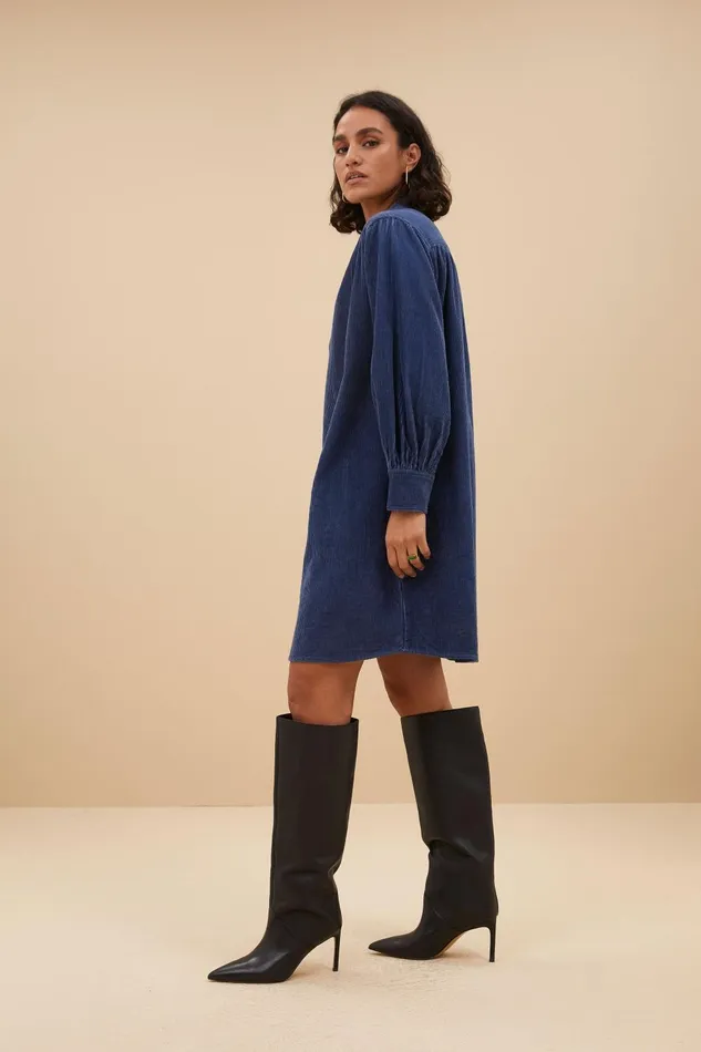 Women Jina Cord Dress College Navy Bybar Dresses