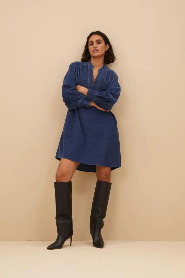 Women Jina Cord Dress College Navy Bybar Dresses