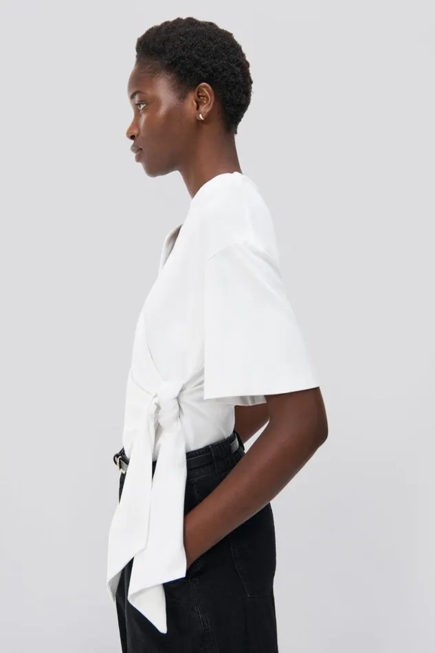 Women Joline Tee Optic White Jonathan Simkhai Tops and Bodysuits