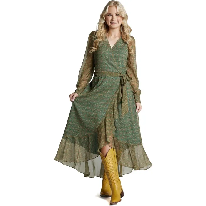 WOMEN Justin Wrap Maxi Dress Medallion Floral Justin Boots Dresses and Skirts