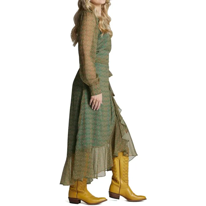 WOMEN Justin Wrap Maxi Dress Medallion Floral Justin Boots Dresses and Skirts