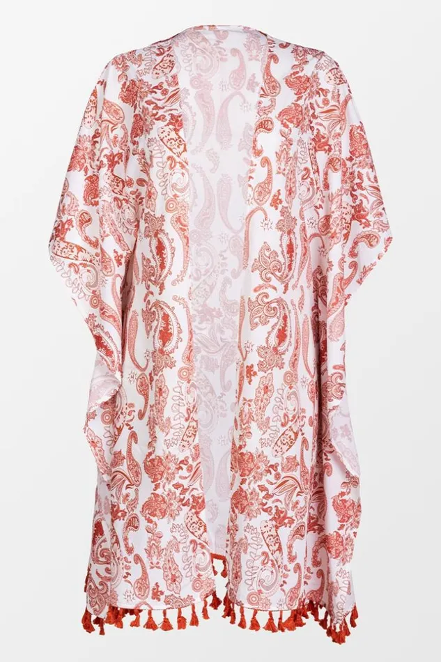 Women Kaftans Cupshe Katelin Paisley Front Open Split Cover Up Multicolor