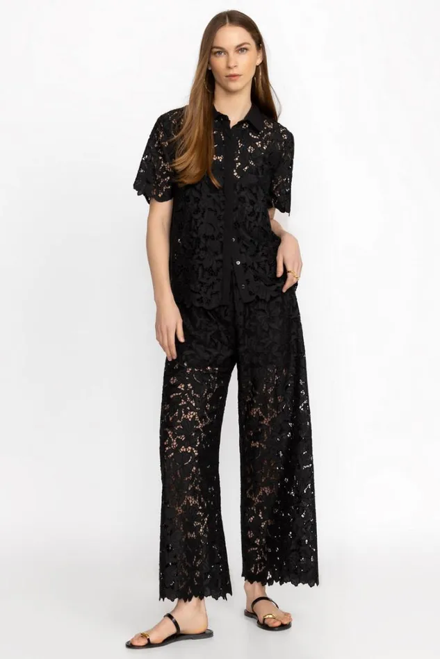Women KITT LACE EASY PANT Black Johnny Was Bottoms