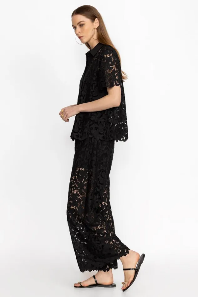 Women KITT LACE EASY PANT Black Johnny Was Bottoms Women KITT LACE EASY PANT Black Johnny Was Bottoms
