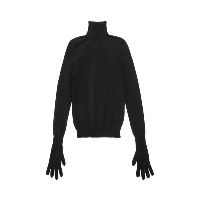 Women Knitwear Balenciaga Gloves Sweater In Black