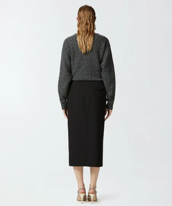 Women Knitwear Pinko Alpacablend Sweater With Rhinestones Greyblack Women Knitwear Pinko Alpacablend Sweater With Rhinestones Greyblack