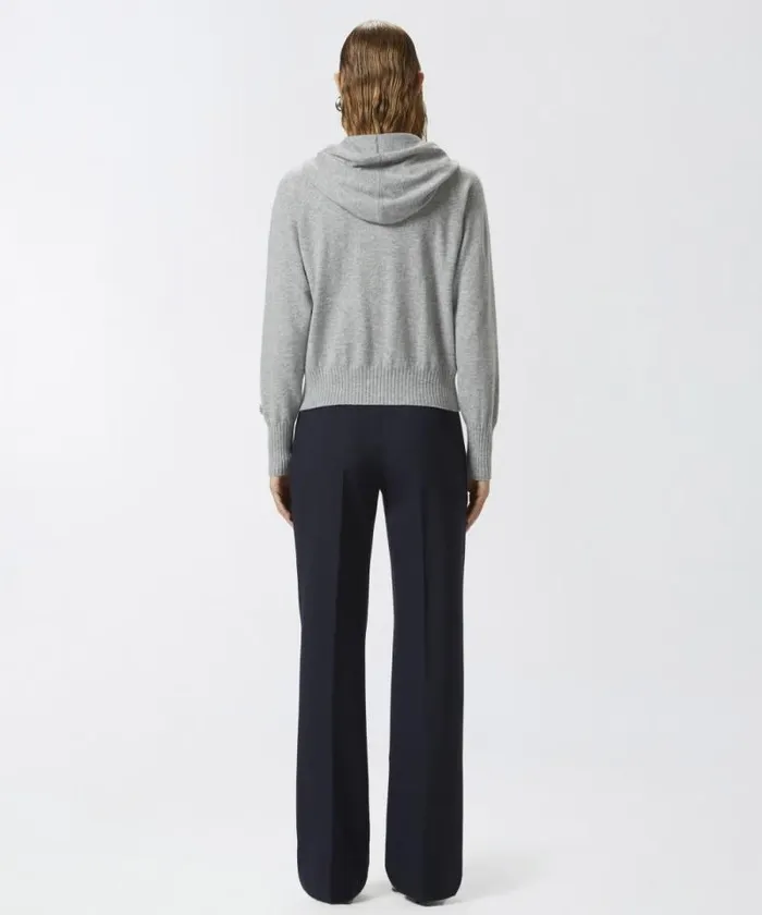 Women Knitwear Pinko Cashmereblend Hoodie With Zip Metallic Silver Women Knitwear Pinko Cashmereblend Hoodie With Zip Metallic Silver