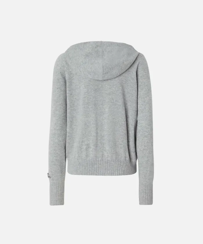 Women Knitwear Pinko Cashmereblend Hoodie With Zip Metallic Silver Women Knitwear Pinko Cashmereblend Hoodie With Zip Metallic Silver