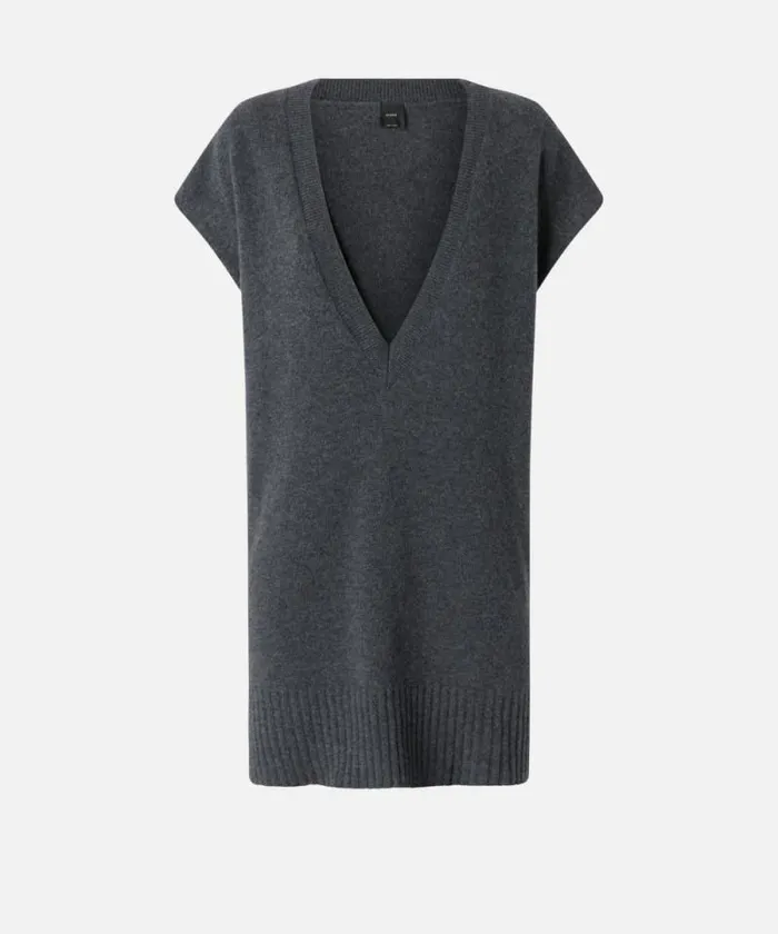Women Knitwear Pinko Cashmereblend Knit Waistcoat Greycrow Women Knitwear Pinko Cashmereblend Knit Waistcoat Greycrow