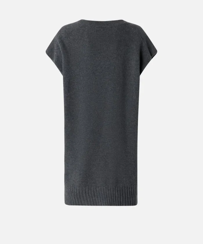 Women Knitwear Pinko Cashmereblend Knit Waistcoat Greycrow Women Knitwear Pinko Cashmereblend Knit Waistcoat Greycrow