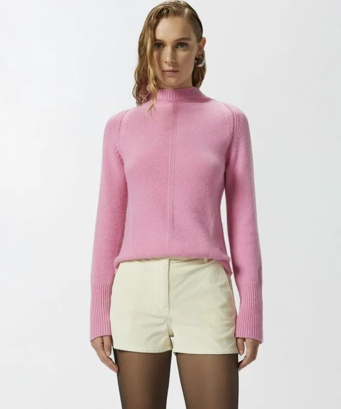 Women Knitwear Pinko Highnecked Cashmere Blend Pullover Cashmere Pink