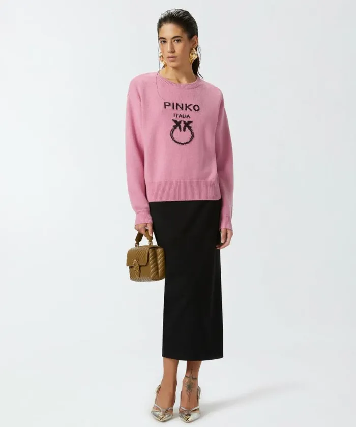 Women Knitwear Pinko PINKO Love Birds Pullover Pinkbrown Women Knitwear Pinko PINKO Love Birds Pullover Pinkbrown