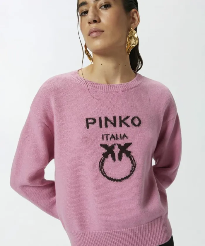 Women Knitwear Pinko PINKO Love Birds Pullover Pinkbrown Women Knitwear Pinko PINKO Love Birds Pullover Pinkbrown