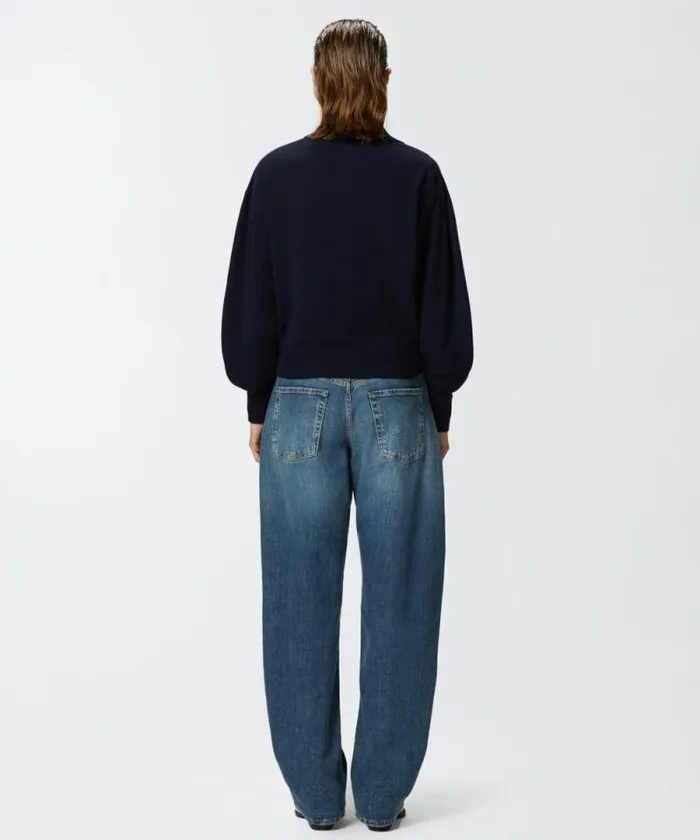 Women Knitwear Pinko Short Cashmereblend Sweater With Collar Dark Navy Blue Women Knitwear Pinko Short Cashmereblend Sweater With Collar Dark Navy Blue