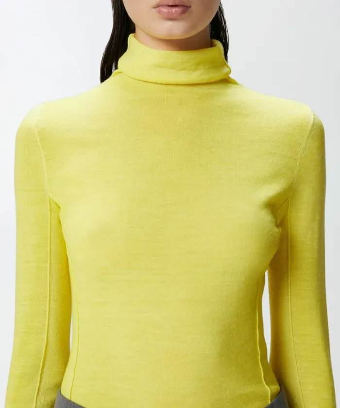 Women Knitwear Pinko Wool And Silk Turtleneck Sweater Spotlight Yellow Women Knitwear Pinko Wool And Silk Turtleneck Sweater Spotlight Yellow