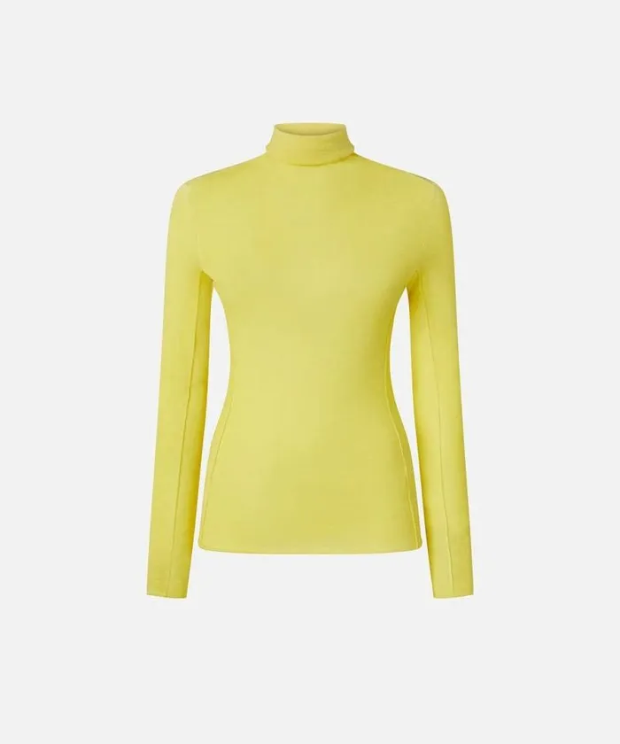 Women Knitwear Pinko Wool And Silk Turtleneck Sweater Spotlight Yellow Women Knitwear Pinko Wool And Silk Turtleneck Sweater Spotlight Yellow