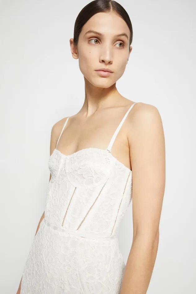 Women Lace Bustier Midi Dress EXCLUSIVE White Jonathan Simkhai Dresses and Jumpsuits