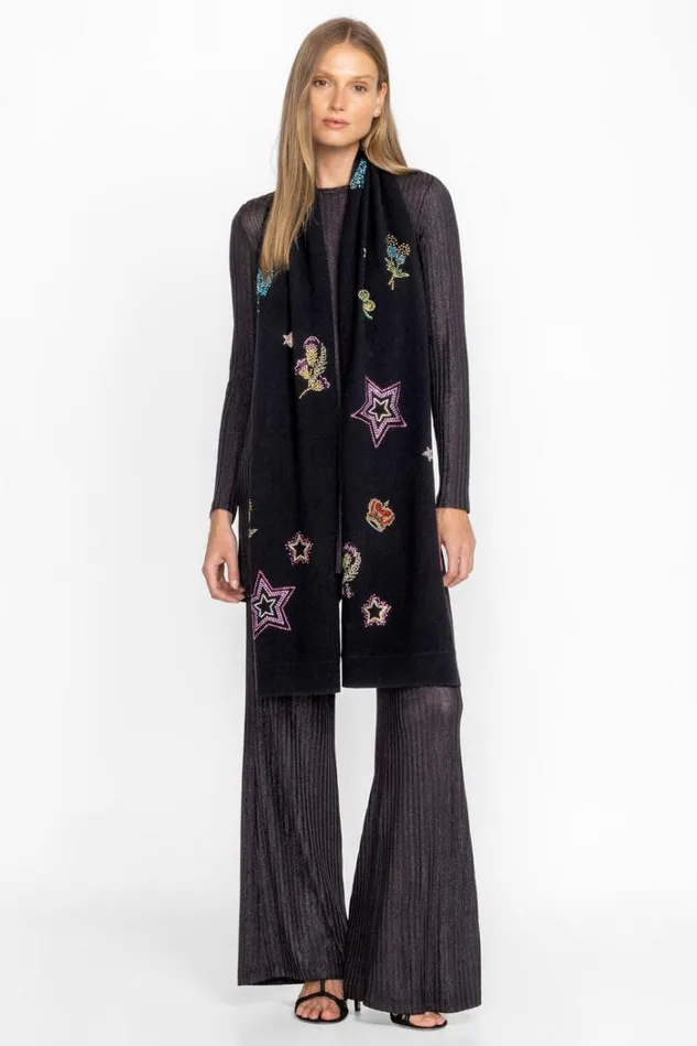 Women Ladie Rhinestone Scarf Black Johnny Was Scarves Women Ladie Rhinestone Scarf Black Johnny Was Scarves