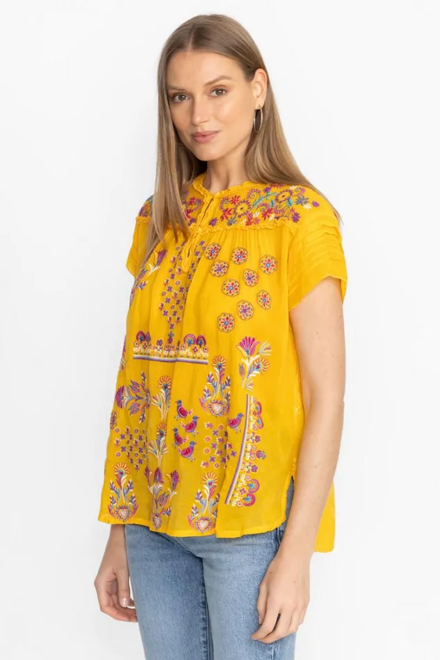 Women LAFARET BLOUSE Golden Pineapple Johnny Was Tops