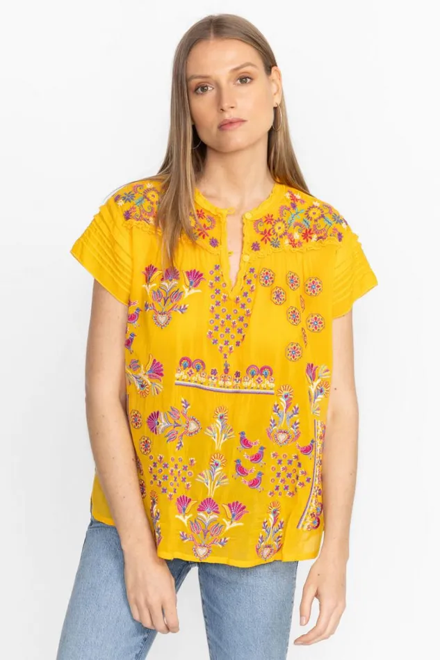 Women LAFARET BLOUSE Golden Pineapple Johnny Was Tops Women LAFARET BLOUSE Golden Pineapple Johnny Was Tops