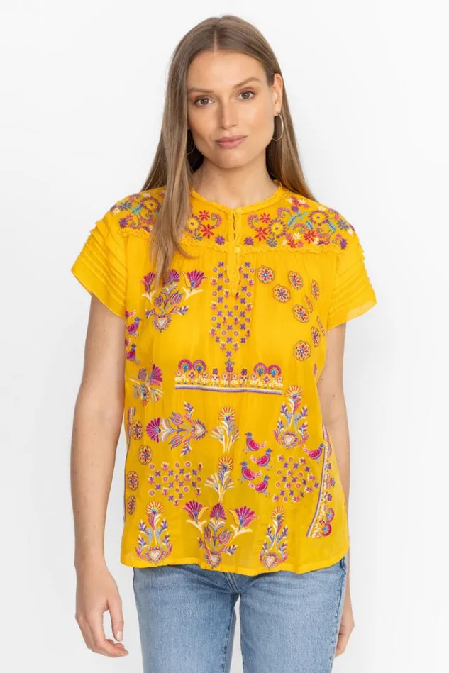 Women LAFARET BLOUSE Golden Pineapple Johnny Was Tops Women LAFARET BLOUSE Golden Pineapple Johnny Was Tops