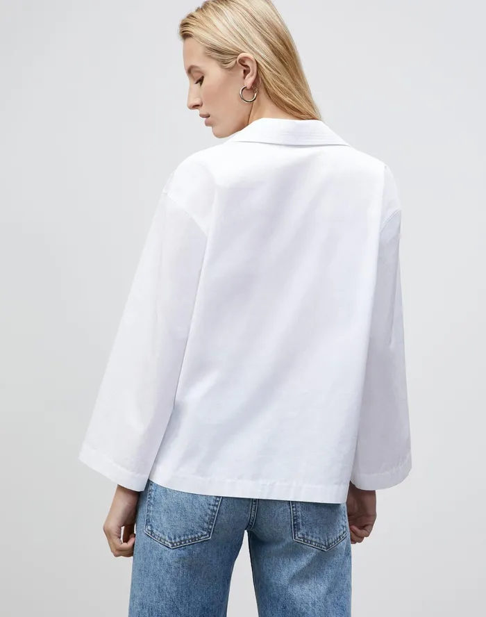 Women Lafayette 148 New York Blouses and Shirts Dales Shirt In Italian Sculpted KindCotton White1