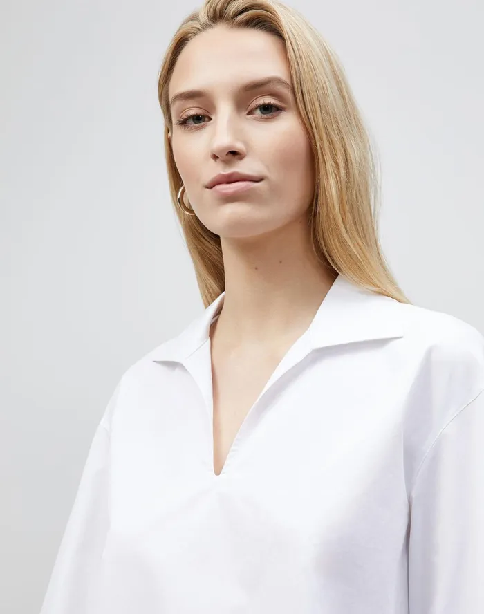 Women Lafayette 148 New York Blouses and Shirts Dales Shirt In Italian Sculpted KindCotton White1