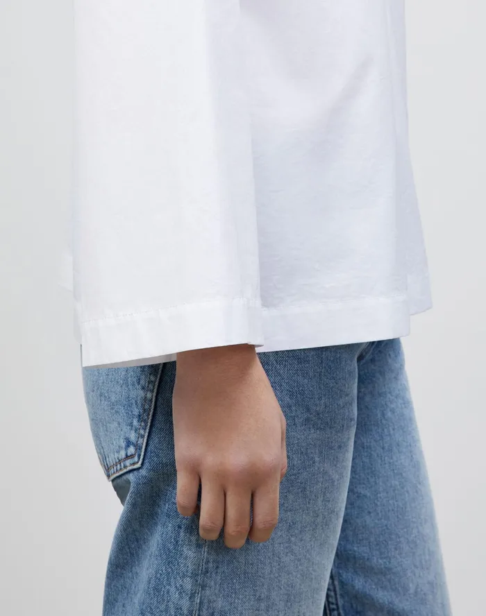 Women Lafayette 148 New York Blouses and Shirts Dales Shirt In Italian Sculpted KindCotton White1