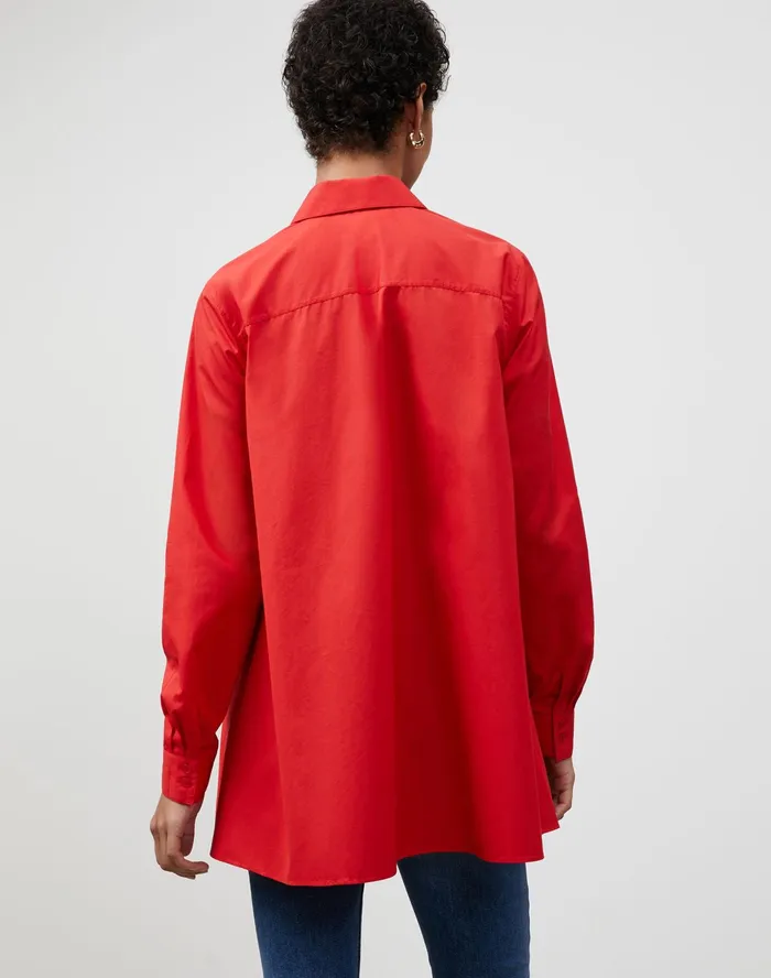 Women Lafayette 148 New York Blouses and Shirts Italian Sculpted Cotton Carolyn Shirt Begonia