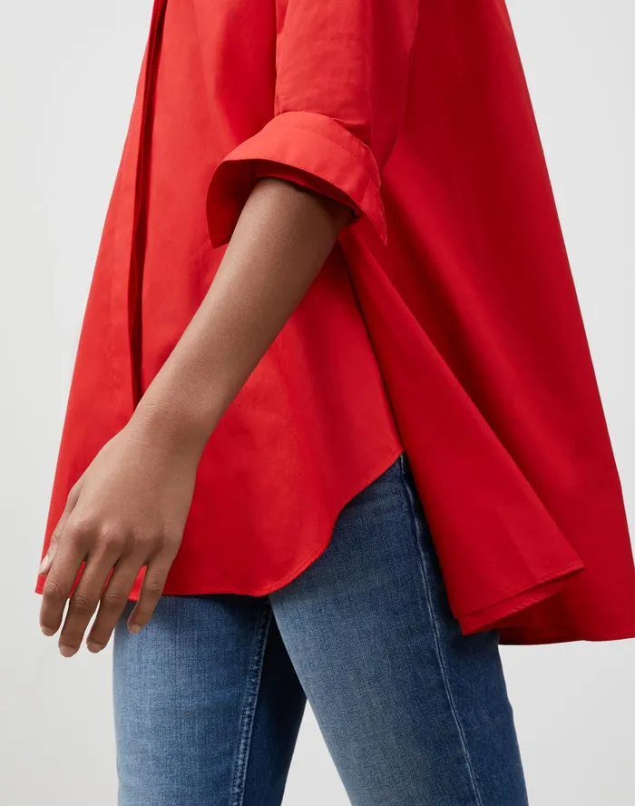 Women Lafayette 148 New York Blouses and Shirts Italian Sculpted Cotton Carolyn Shirt Begonia