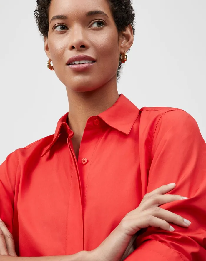 Women Lafayette 148 New York Blouses and Shirts Italian Sculpted Cotton Carolyn Shirt Begonia