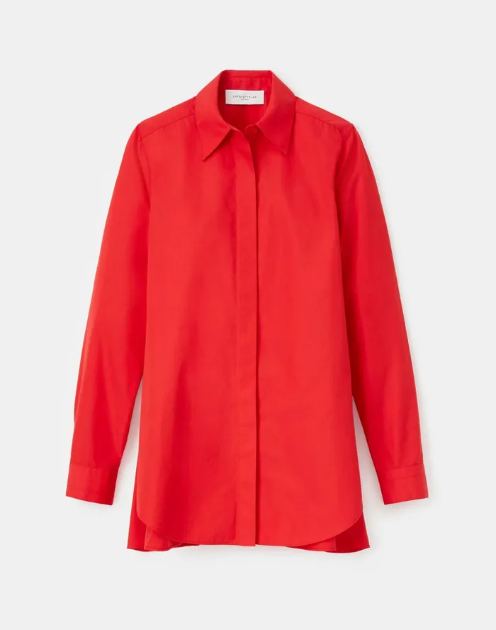 Women Lafayette 148 New York Blouses and Shirts Italian Sculpted Cotton Carolyn Shirt Begonia