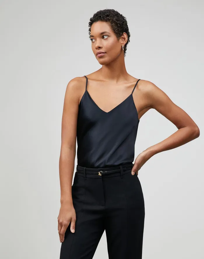 Women Lafayette 148 New York Blouses and Shirts Luxe Charmeuse Eva Bias Tank Black Women Lafayette 148 New York Blouses and Shirts Luxe Charmeuse Eva Bias Tank Black