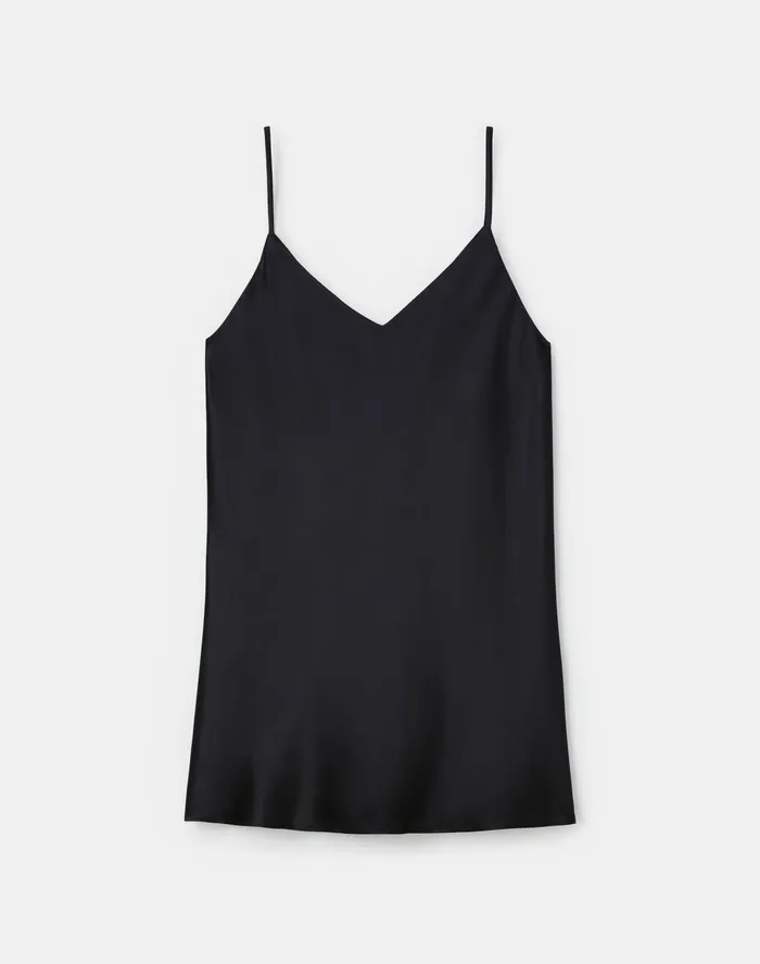 Women Lafayette 148 New York Blouses and Shirts Luxe Charmeuse Eva Bias Tank Black