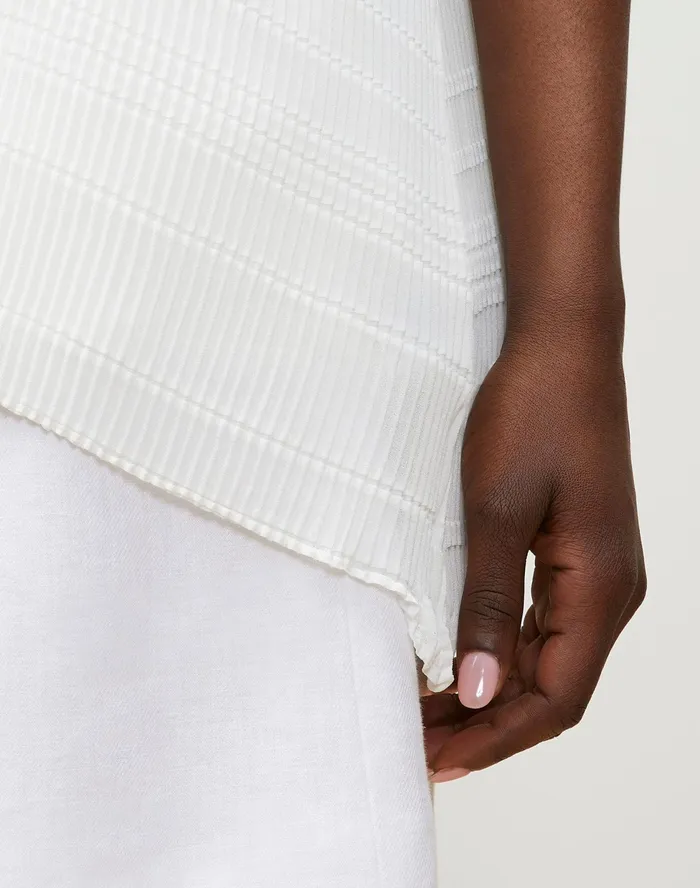 Women Lafayette 148 New York Blouses and Shirts Mara Blouse In Pliss Chiffon White